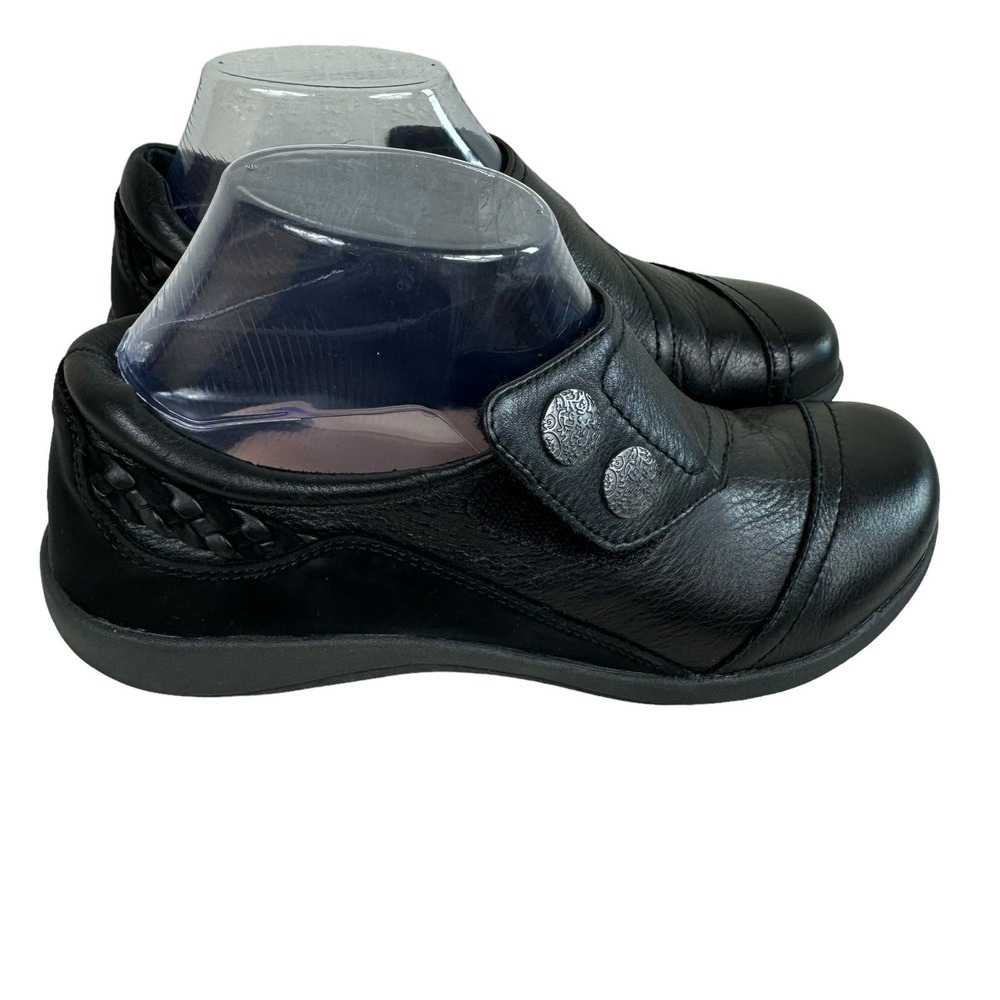 Aetrex Black Leather Upper Monk Strap Hook & Loop‎ Comfort Shoes Size 7.5 8 - Picture 3 of 8